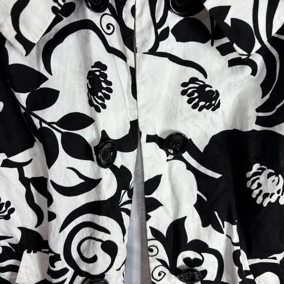 Kim Rogers Blazer Coat Black White Floral Womens Size 12 - Picture 7 of 10